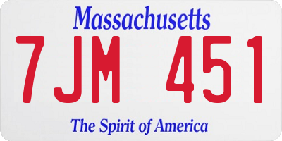 MA license plate 7JM451