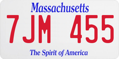 MA license plate 7JM455