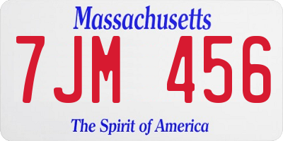 MA license plate 7JM456