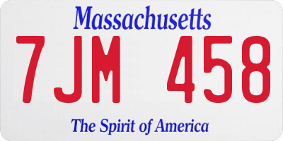 MA license plate 7JM458