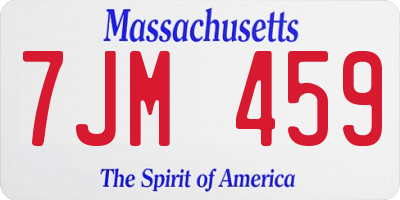 MA license plate 7JM459