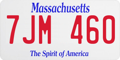 MA license plate 7JM460