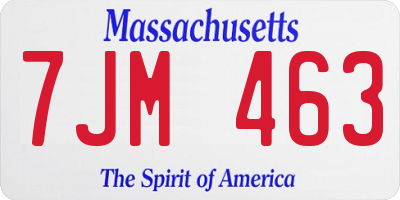 MA license plate 7JM463