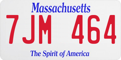 MA license plate 7JM464