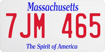 MA license plate 7JM465