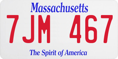 MA license plate 7JM467