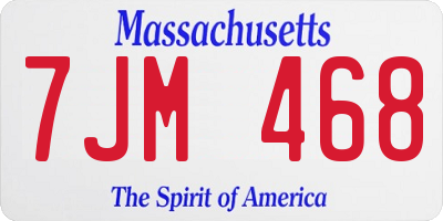 MA license plate 7JM468