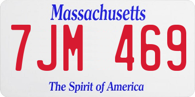 MA license plate 7JM469