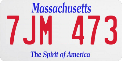 MA license plate 7JM473