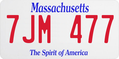 MA license plate 7JM477