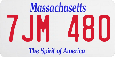 MA license plate 7JM480