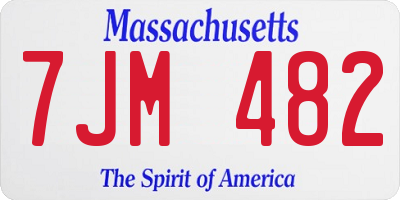 MA license plate 7JM482