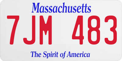 MA license plate 7JM483