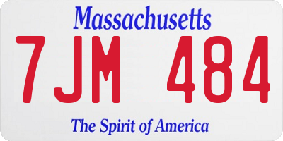 MA license plate 7JM484
