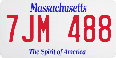 MA license plate 7JM488
