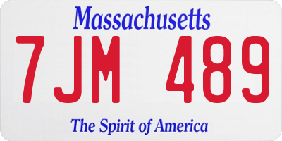 MA license plate 7JM489