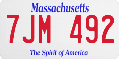 MA license plate 7JM492