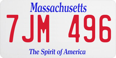 MA license plate 7JM496