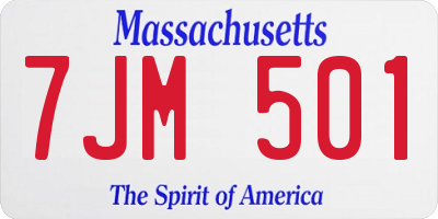 MA license plate 7JM501