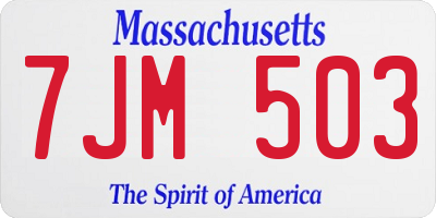 MA license plate 7JM503