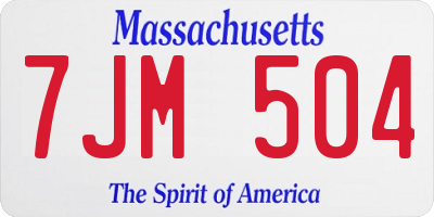 MA license plate 7JM504