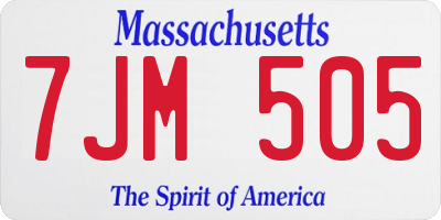 MA license plate 7JM505