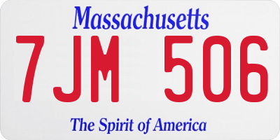 MA license plate 7JM506