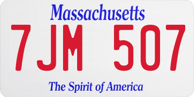 MA license plate 7JM507