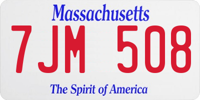 MA license plate 7JM508