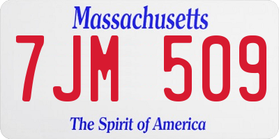 MA license plate 7JM509