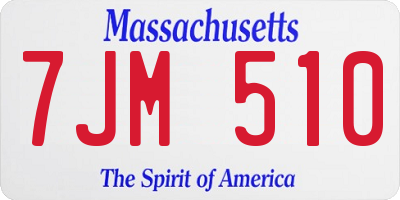 MA license plate 7JM510