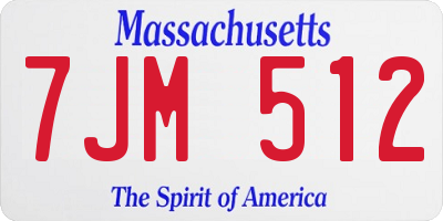 MA license plate 7JM512