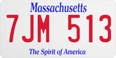 MA license plate 7JM513