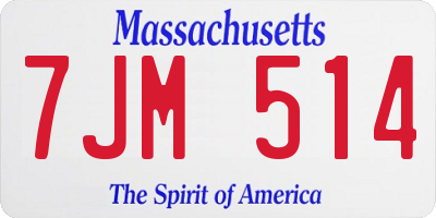 MA license plate 7JM514