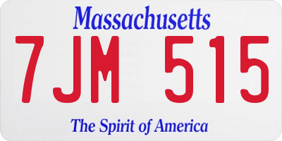 MA license plate 7JM515