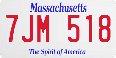 MA license plate 7JM518