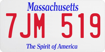 MA license plate 7JM519