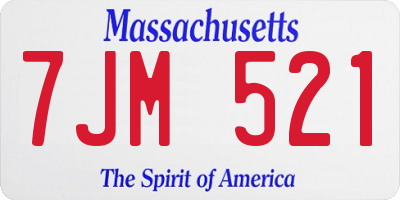 MA license plate 7JM521