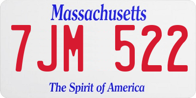 MA license plate 7JM522