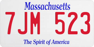 MA license plate 7JM523