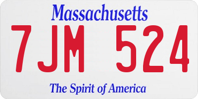 MA license plate 7JM524