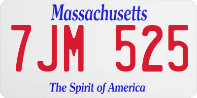 MA license plate 7JM525