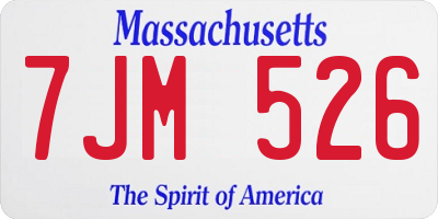 MA license plate 7JM526