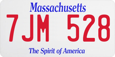 MA license plate 7JM528