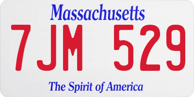 MA license plate 7JM529