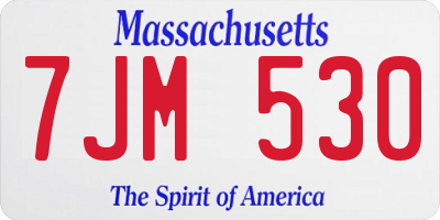 MA license plate 7JM530