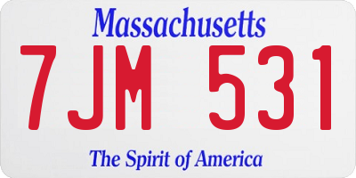 MA license plate 7JM531