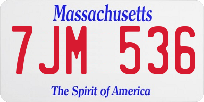 MA license plate 7JM536