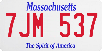MA license plate 7JM537