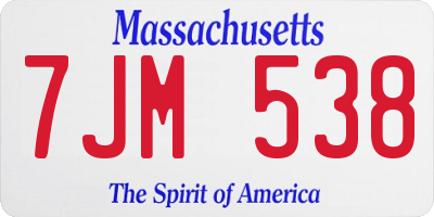 MA license plate 7JM538